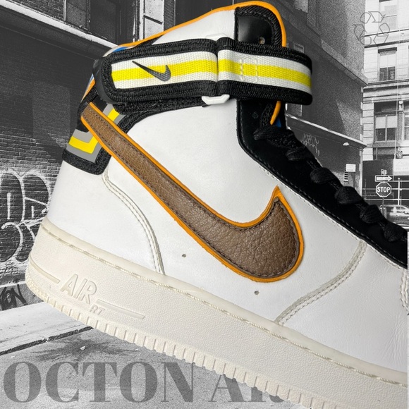 Size 12 Riccardo Tisci x Nike Air Force 1 Mid SP 'White Baroque Brown' Pre-owned - Picture 5 of 10